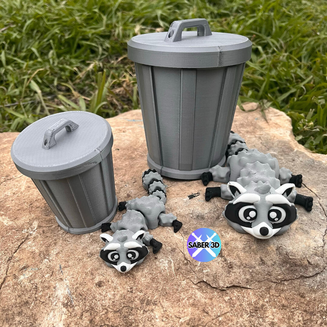 Flexi Raccoon with Trash Can